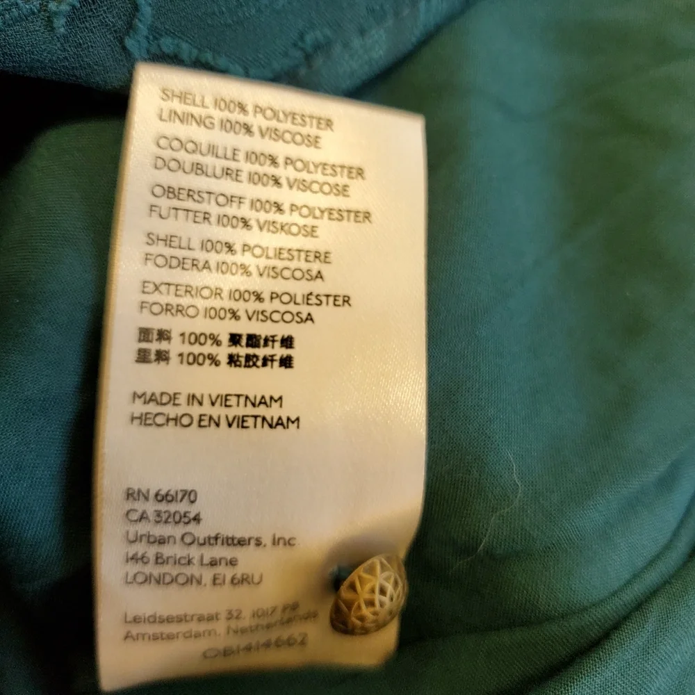 Anthropologie Jacquard Tunic Dress Green Teal Puff Sleeve Size 2P - Picture 11 of 11